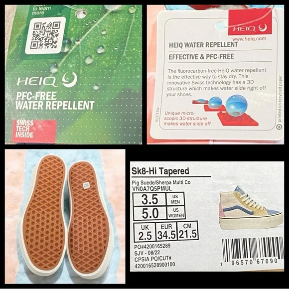 VANS Sk8-Hi Tapered Pig Suede/Sherpa Heiq PFC-FREE WATER REPELLENT Women Size 5 - Picture 10 of 10